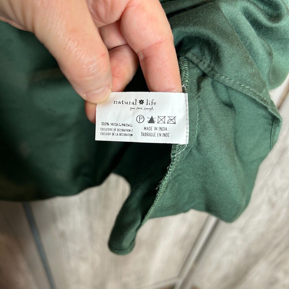 Natural Life Top Blouse Bohemian Embroidered Green Color - Picture 3 of 7